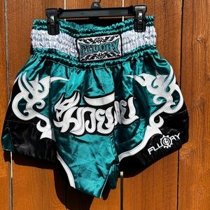 Fluory Teal and Black Muay Thai Shorts